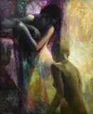H. van Vuuren, Twee vrouwen figuren, Acryl op paneel