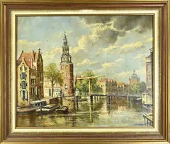 J.C. van Wassenaar, Grachten Amsterdam, Olieverf op linnen