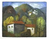 Chris de Moor, Watermolen, Gouache op papier