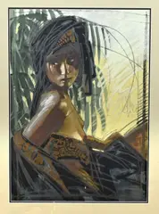 Nico Vrielink, Oosterse dame, Lithografie op papier