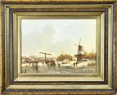 Jan van Rijsewijk, Hollands wintergezicht, Olieverf op paneel