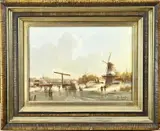 Jan van Rijsewijk, Hollands wintergezicht, Olieverf op paneel