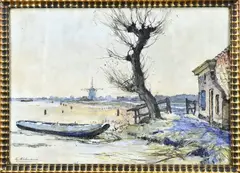 Gerhard Altmann, Poldergezicht, Gemengde techniek op papier