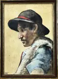 Bertha Valkenburg, Schaapsherder, Aquarel op papier