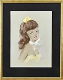 Jules Lempereur, Jonge dame met strik, Gouache op papier