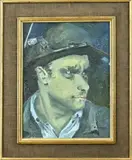 A. Roland, Portret mijnwerker, Olieverf op linnen