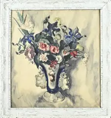 Betsy van Gelder, Vaas met bloemen, Aquarel op papier