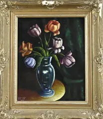 R. Ravnikov, Vaas met tulpen, 1939, Olieverf op linnen