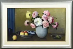 C. Krijnse, Stilleven met bloemenvaas, Olieverf op linnen