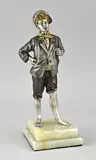 Jongen met sigaret by Antiek Frans bronzen figuur op onyx basement, offered Oct 2023