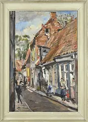 Erasmus Bernard van Dulmen Krumpelman, Dorpsstraat Elburg, Olieverf op linnen