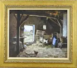 Ben Viegers, Boerderij met kippenstal, Gouache op papier