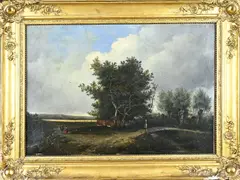 Marinus Albertus Kiewit, Panoramisch landschap, Olieverf op linnen