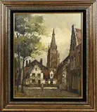 L. Wolters, Stadsplein, Olieverf op linnen