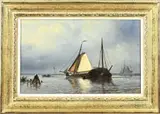 Nicolaas Martinus Wijdoogen, Zeegezicht met schepen, Olieverf op paneel