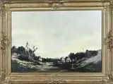 Antoon Markus, Landschap met boerderijen bij Oosterbeek, Olieverf op linnen