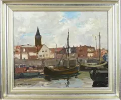 Georg Hambüchen, Haven Zeebrugge, Olieverf op linnen