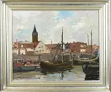 Georg Hambüchen, Haven Zeebrugge, Olieverf op linnen