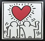 Keith Haring, Twee figuren met hart, Lithografie