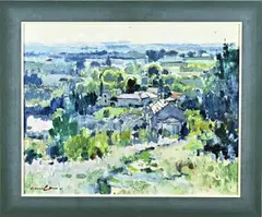 Emile Viegers, Impressionistisch landschap (Frankrijk), Olieverf op schilderskarton