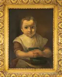 Ongesigneerd schilderij, Kind met boek, Olieverf op paneel