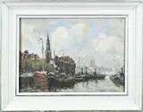 Martin van Waning, Binnenhaven Amsterdam, Olieverf op paneel
