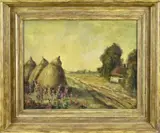 Onduid. gesig., Landschap met boerderij etc., Olieverf op linnen