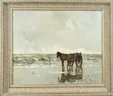 H. Bogman jr., Schelpenvisser bij branding, Olieverf op linnen
