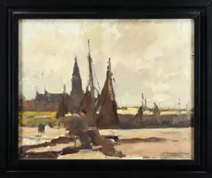 Georg Hambüchen, Duitse haven, Olieverf op linnen