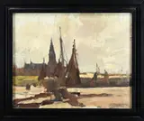 Georg Hambüchen, Duitse haven, Olieverf op linnen