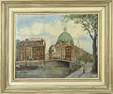 P.A. v & d Kamp, Stadsgezicht Amsterdam, Olieverf op linnen