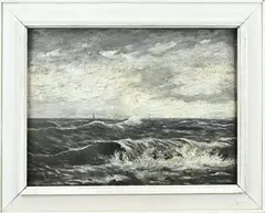 A. Kraus jr., Zeegezicht, 1887, Olieverf op paneel