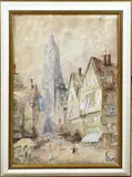 A.T. Blandford, Stadsgezicht Utrecht, Aquarel op papier