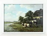 Huib Cozijn, Hollands landschap, Olieverf op linnen