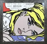 Roy Lichtenstein-stijl, Dame met traan in oog, Grote lithografie in de stijl van Roy Lichtenstein