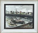 R. Pintelon, Belgische havenstad, 1955, Olieverf op linnen
