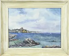 P.A. Nijgh, Mediterraanse haven Mallorca, Aquarel op papier