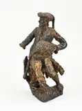 H 23 cm. by 17e - 18e Eeuws houtgestoken figuur met restpolychromie, offered Jul 2023