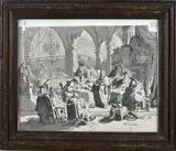 Jean-Baptiste Le Prince, Groep geleerden in interieur, Sepia op papier