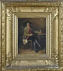 Jean Baptiste Madou, Heer met wandelstok, Olieverf op paneel