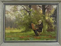 Evert Rabbers, Kunstschilder Gerard Krol, Olieverf op marouflé