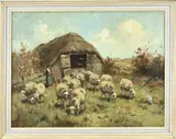 C. Verschuur, Coming sheep, Olieverf op linnen
