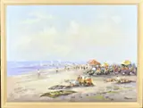 P. Bonnet, Zomers strandgezicht, Olieverf op linnen