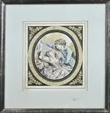 J.v.d. Weele, Romantisch paar, Aquarel op papier