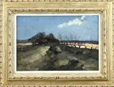 Jan H. Kaemmerer jr., Hollands landschap met bloembolvelden, Olieverf op linnen