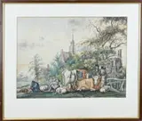 Ongesigneerd? 19e Eeuw, Landschap met herder en vee rustend