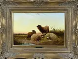 K. Walter, Schapen in landschap, 1900, Olieverf op paneel