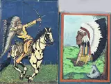 2x Onduid. gesig., Indianen, Twee oude aquarellen