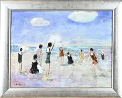 P. Renard, Strandgezicht, Olieverf op paneel