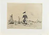 Johan Jongkind, Havengezicht Honfleur, Iets lichtschade